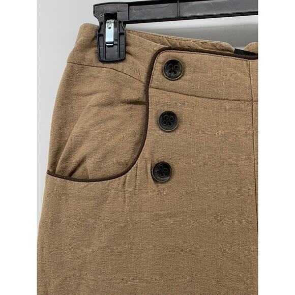 BROOKLYN INDUSTRIES Women's Tan Button-Detail Relaxed-Fit Wide-Leg Pants SZ 4 - Picture 4 of 11